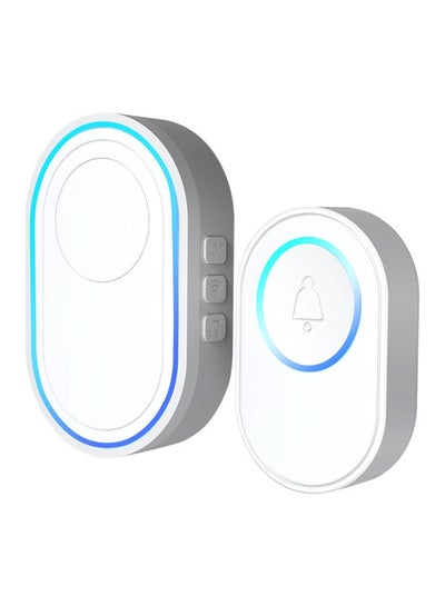 اشتري طقم جرس باب لاسلكي مع قابس أوروبي أبيض/أزرق Doorbell Button - 2x(2.7x1.7x0.7), Hub - (3.6x2.2x1.9)بوصة في السعودية