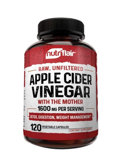 اشتري Apple Cider Vinegar With Mother Dietary Supplement 1600mg - 120 Vegetable Capsules في الامارات