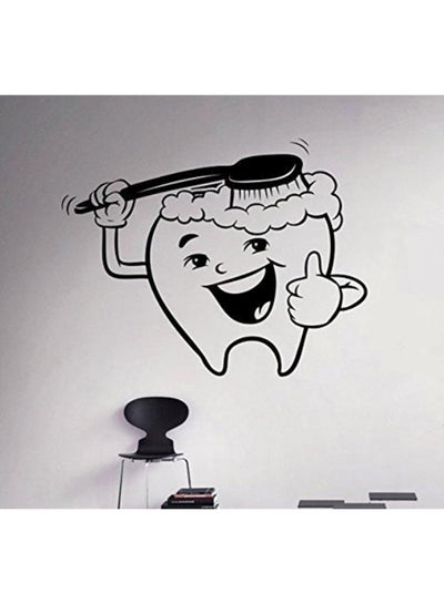 اشتري ملصق جداري ذاتي اللصق لتزيين الحائط مطبوع بنمط يعبر عن طبيب الأسنان أسود 60 x 40سم في مصر