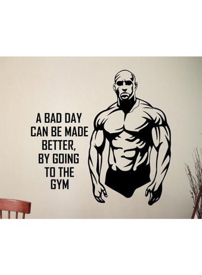 Buy Gym Quote Self-Adhesive Decorative Wall Sticker Black 70 x 70cm in Egypt