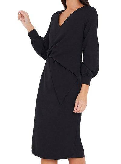 Buy Front Twist Detailed Midi Dress Black in Saudi Arabia