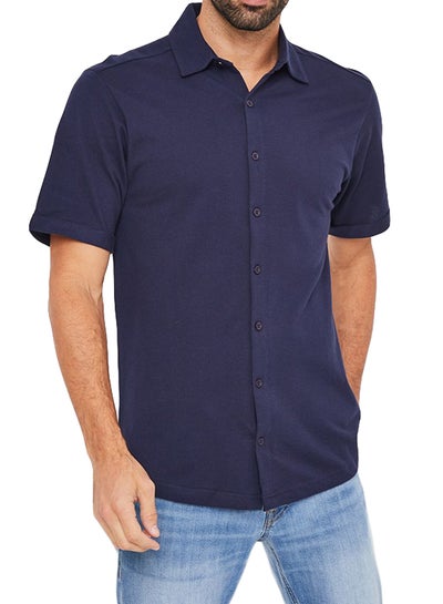 Buy Knit Short Sleeve Shirt Navy in Saudi Arabia