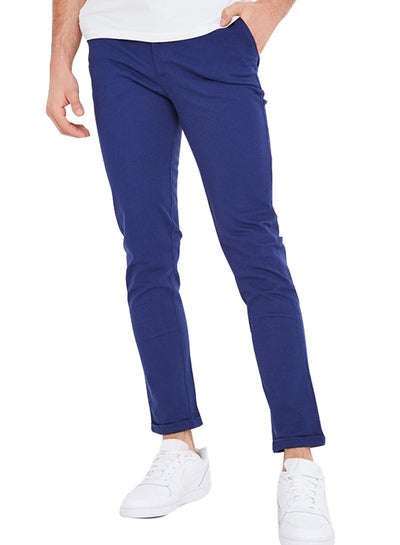 Buy Slim Fit Folded Hem Chinos Navy in Saudi Arabia