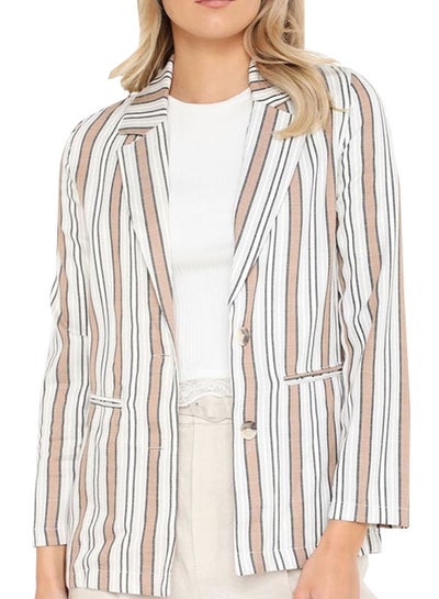 اشتري Striped Picture Applique Back Blazer White Multi في السعودية