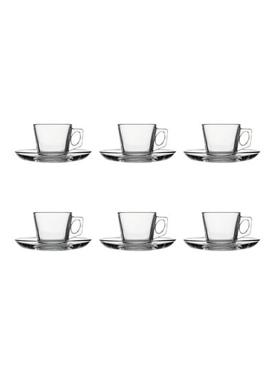 Buy 12-Piece Vela Cup And Saucer Set Clear 6x80ml in Egypt