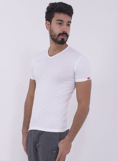 Buy 3-Piece V-Neck T-Shirt Set White in Egypt