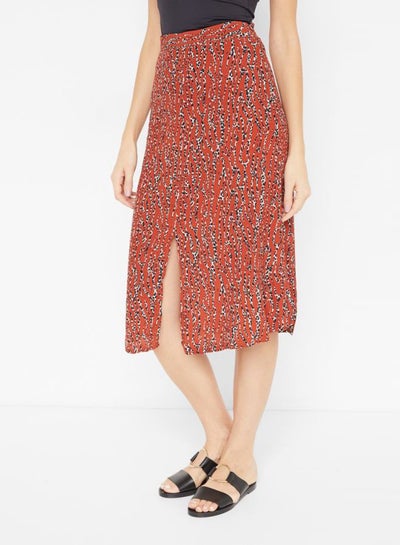 اشتري Printed Midi Skirt Orange في السعودية