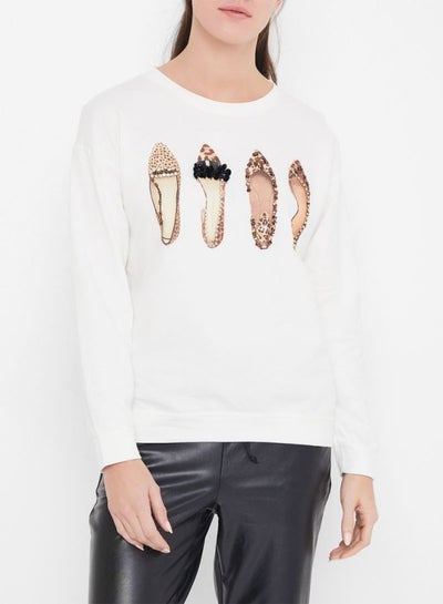 اشتري Shoes Printed Embellished Sweatshirt White في السعودية