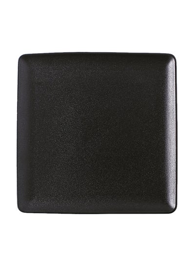 Buy 10-Inch Sand Glaze Ceramic Square Plate Black in UAE