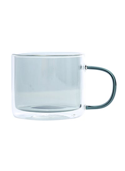 Buy Double Glass Cup With Handle Grey 8.5x8.5x7.5cm in UAE