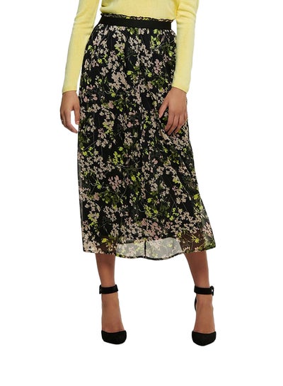 Buy Floral Print Maxi Skirt Black in UAE