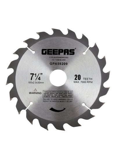 Buy Circular Saw Blade - 185mm x 30mm bore, 20mm Reducer Ring | 20 ATB Calibered Teeth |Ideal for Carpenter, Professional, DIYers & More Silver/Black in UAE