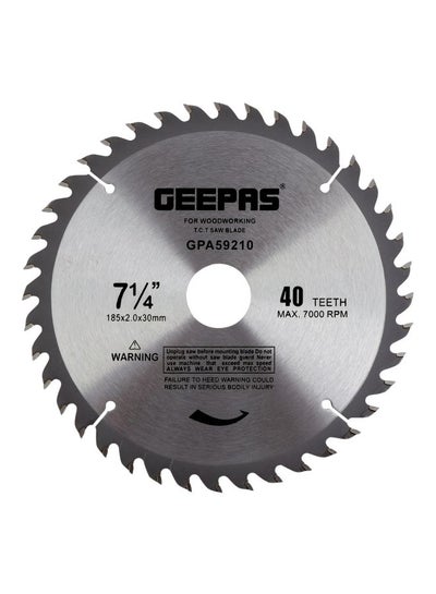 Buy Professional Circular Saw Blade - 185mm x 30mm bore, 20mm Ring | 40 ATB Sharp Teeth | Ideal for Carpenter, Professional, DIYers & More Silver/Black 185x2x30mm in UAE