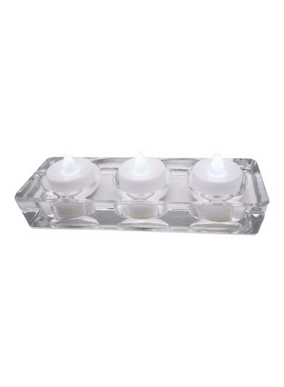 Buy Rectangular Tealight Candle Holder Clear 17.5x6cm in UAE