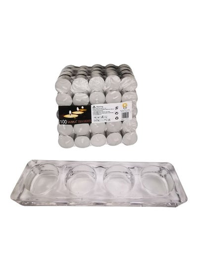 Buy 101-Piece Tealight Candle Holder With Candle Set Clear 17.5x6cm in UAE