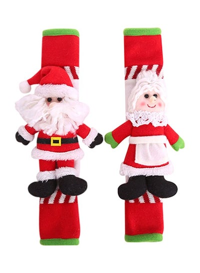 اشتري 2-Piece Decorative Christmas Themed Double-Door Refrigerator Covers Red/White/Black 15.5x33.5cm في الامارات