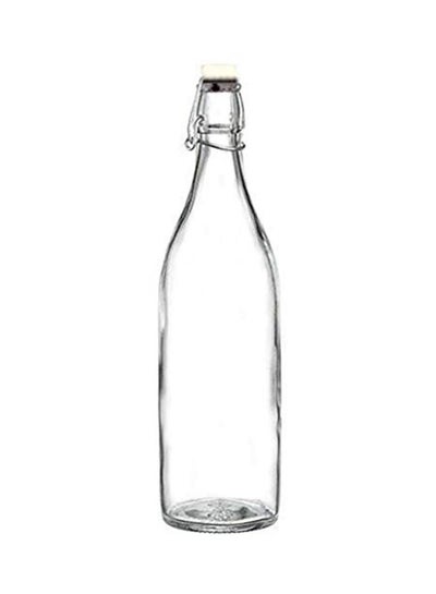Buy Glass Water Bottle Clear 1000ml in Saudi Arabia