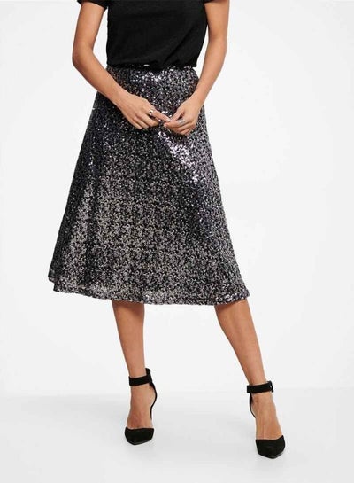 Buy Sequin A-Line Skirt Black in UAE