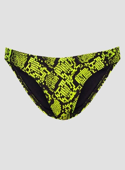 Buy Neon Snakeskin Print Bikini Bottom Orange / Yellow Patt in Saudi Arabia