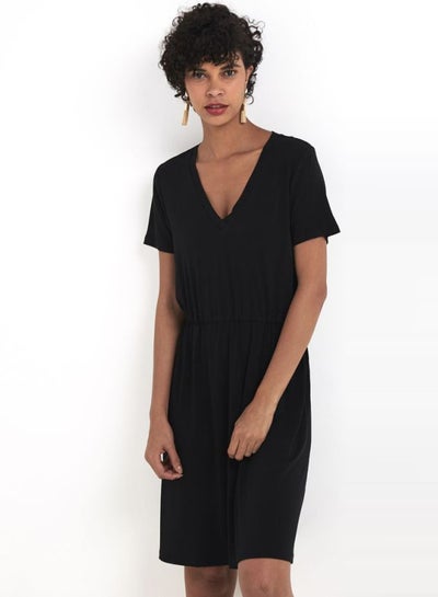 Buy V-Neck Dress Black in UAE