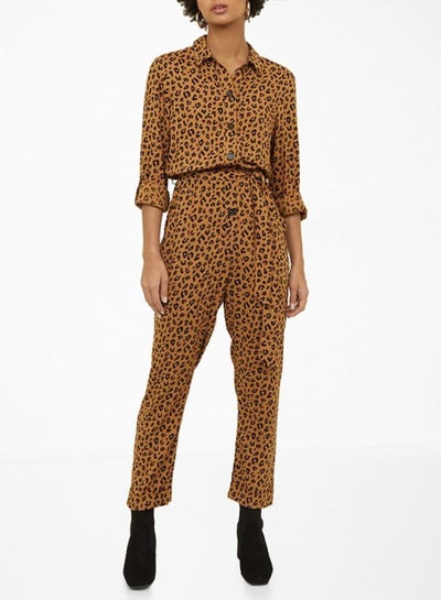 Buy Belted Leopard Print Jumpsuit Brown Pattern in Saudi Arabia