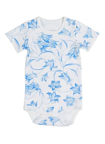 Buy Floral Printed Onesie White/Blue in Saudi Arabia