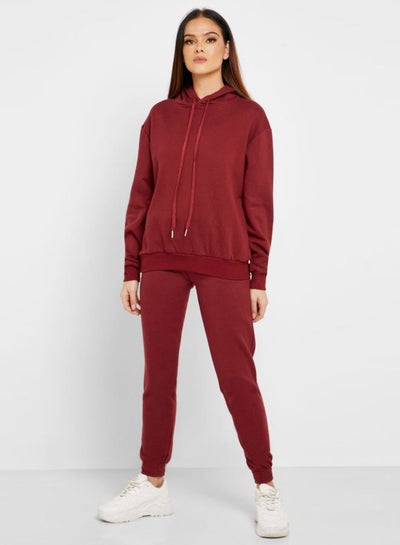 Buy Essential Cotton Joggers Burgundy in Saudi Arabia