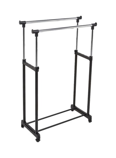 Buy Dual Rod Garment Rack Black/Silver 86x165x44cm in Saudi Arabia