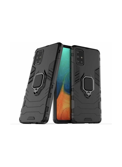 Buy Protective Case  Cover With Metal Ring Kickstand For Samsung Galaxy A71 Black in Saudi Arabia