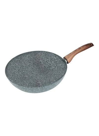 Buy Marble Five-Layer Non Stick Coating Wok Pan Grey/Brown 28cm in Saudi Arabia