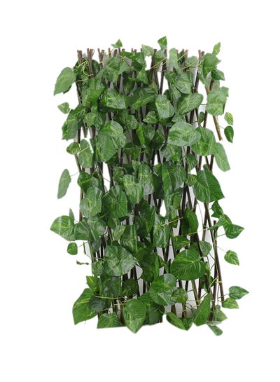 Buy Artificial Plant Leaves Wooden Fence Green in UAE