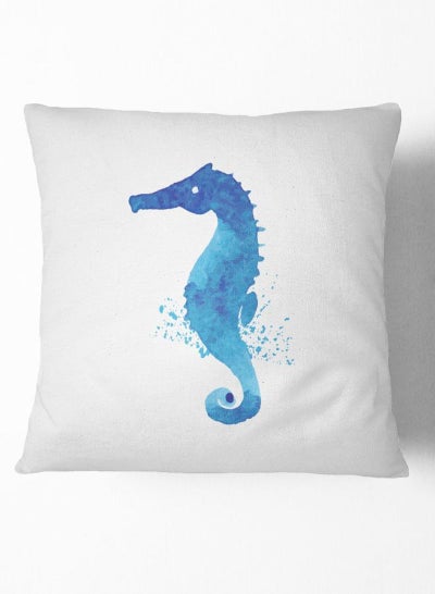 Buy Nautical Sea Horse Throw Pillow White 16 x 16inch in UAE