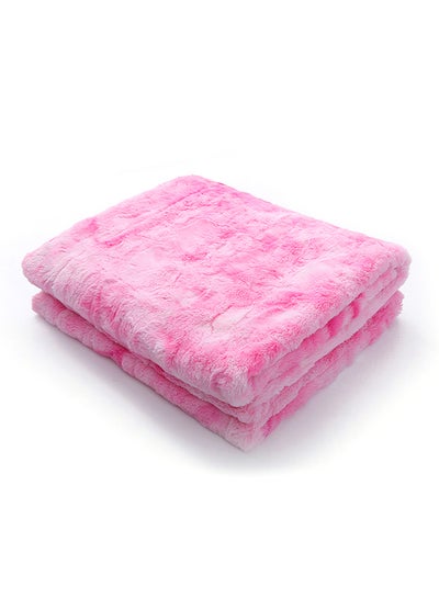 Buy Fur Bed Blanket Combination Pink 51x63inch in Saudi Arabia