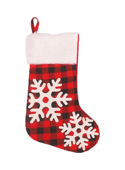 Buy Snowflake Designed Christmas Stocking Red/Black/White 50x29cm in UAE