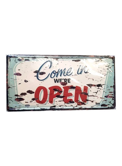 اشتري لوحة فنيّة جداريّة بتصميم عبارة على لوحة السيارة "Come We Are Open" أزرق/أبيض/أحمر 30x28سم في الامارات