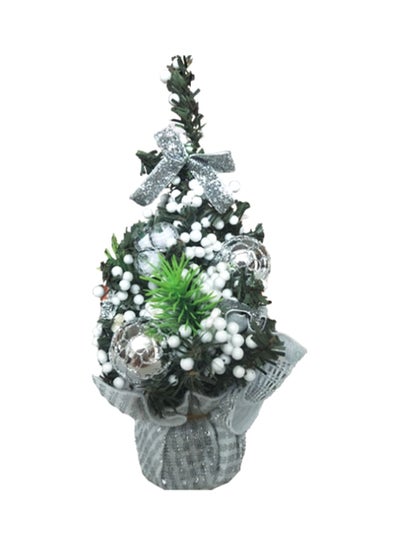 Buy Decorative Christmas Tree Silver/Green/White 20cm in UAE