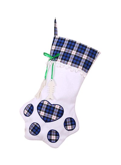 Buy Decorative Dog Claw Designed Stocking White/Blue/Green 20x45cm in Saudi Arabia