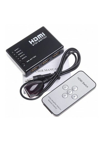 Buy 3-Piece HD 5 Port HDMI Switcher Splitter Hub Box And IR Remote Selector With Wire Set Black in Saudi Arabia