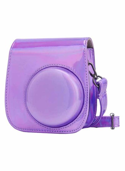Buy Holographic Instant Camera Case Bag With Strap For Fujifilm Instax Mini 11 Purple in Saudi Arabia