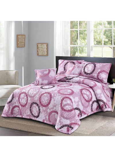 Buy 6-Piece Printed Comforter Set Polyester Pink/Black/White in Saudi Arabia