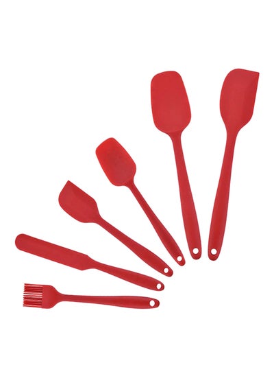 Buy 6-Piece Silicone Spatula Set Red in UAE