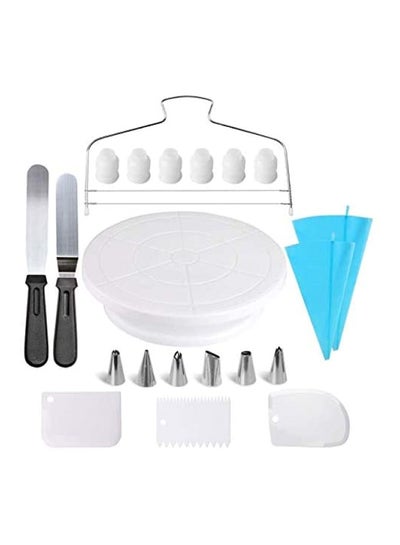 Buy 21-Piece Cake Decorating Kit With Cake Rotating Turntable White 28cm in UAE