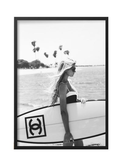 Buy Chanel Surfboard Themed Poster With Frame Grey/Black/White 30x40cm in UAE