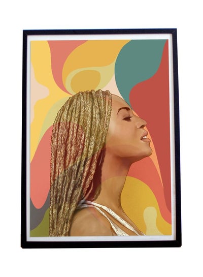 Buy Beyonce Illustration Themed Poster With Frame Red/Blue/Yellow 30x40cm in UAE