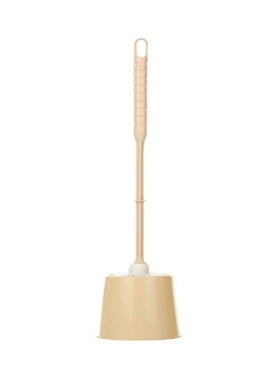 Buy Toilet Cleaning Brush With Holder Beige/White 36x9cm in UAE