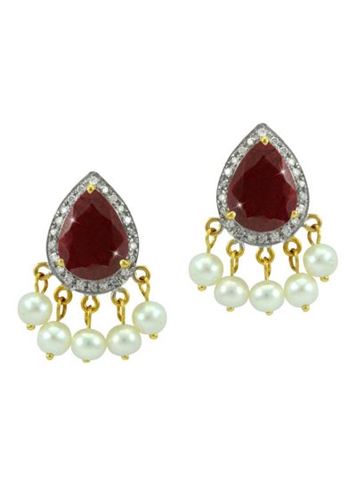 Buy 18 Karat Gold Royal Indian 0.24 Ct Diamonds Ruby Earrings in UAE