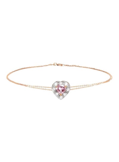 Buy 18 Karat Gold And Diamond Genuine Quartz Heart Bracelet in UAE