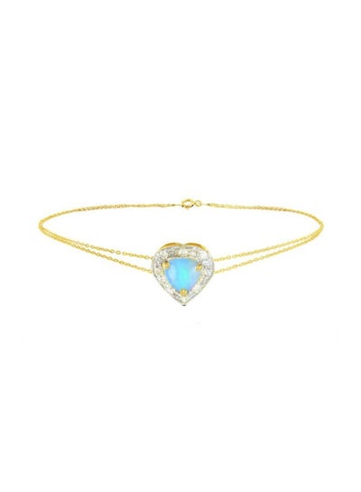 Buy 18K Gold Diamond With Ethiopian Opal Heart Bracelet in UAE