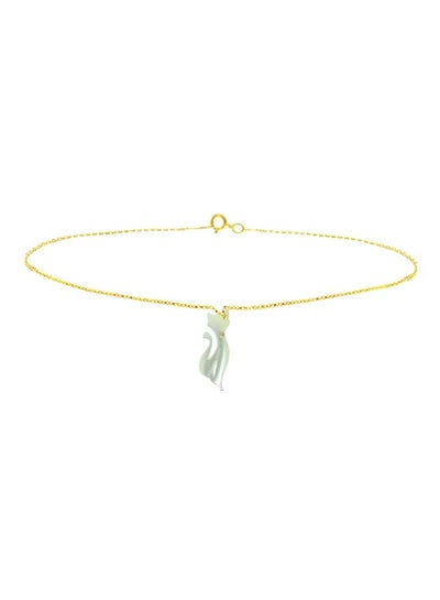 Buy 18K Gold Cat With Crystal Mother of Pearl Bracelet in UAE