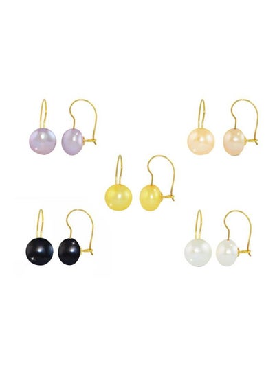 Buy Pair Of 5 10k Gold Button Pearl Earrings in UAE